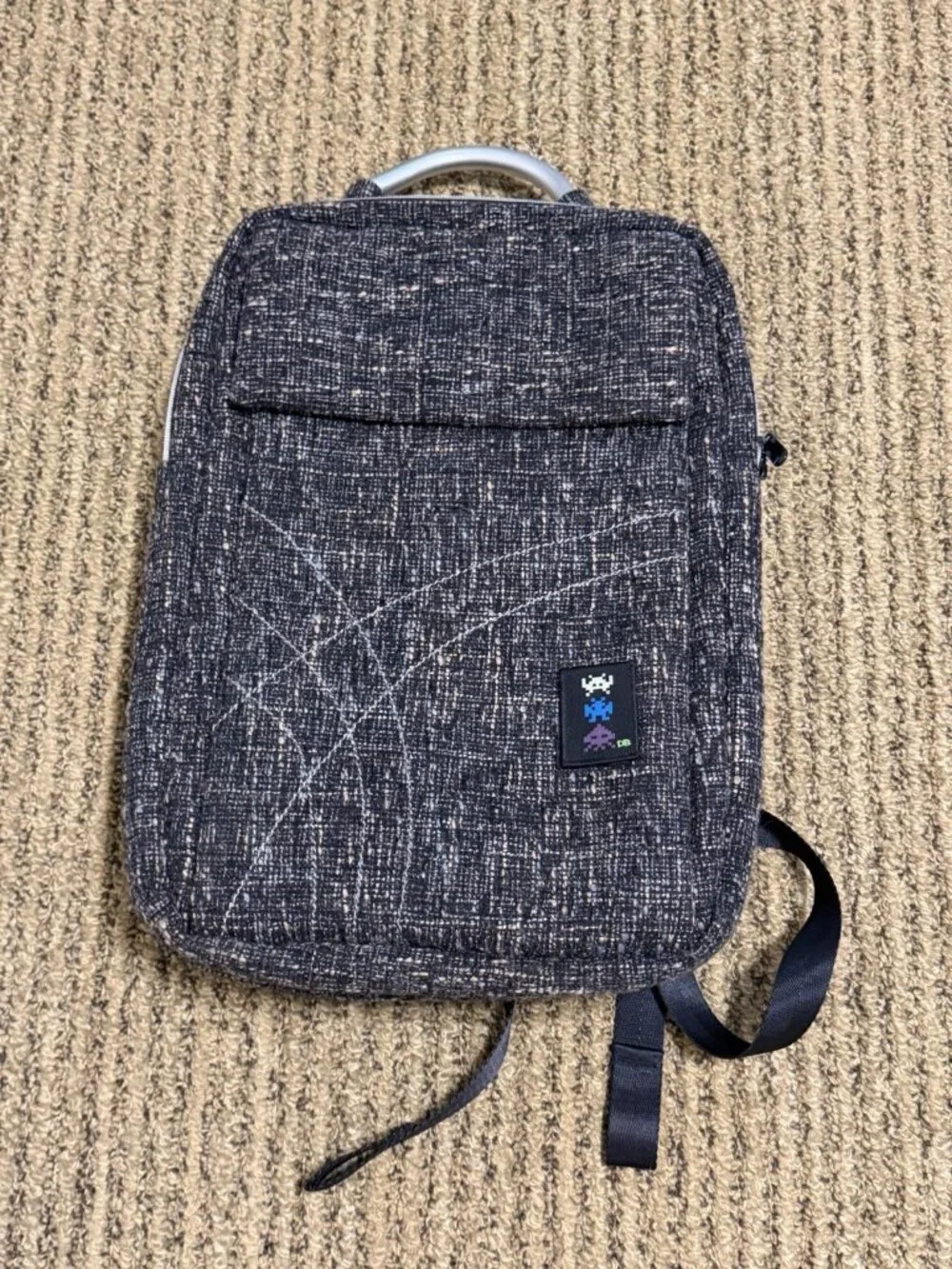 DIME BAGS Concrete Tweed Backpack Space Invaders Aracade Patch Laptop Slab Bag